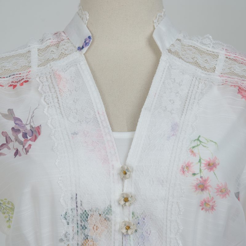 Patchwork Lace V-Neck Printed Sling Dress - Image 3