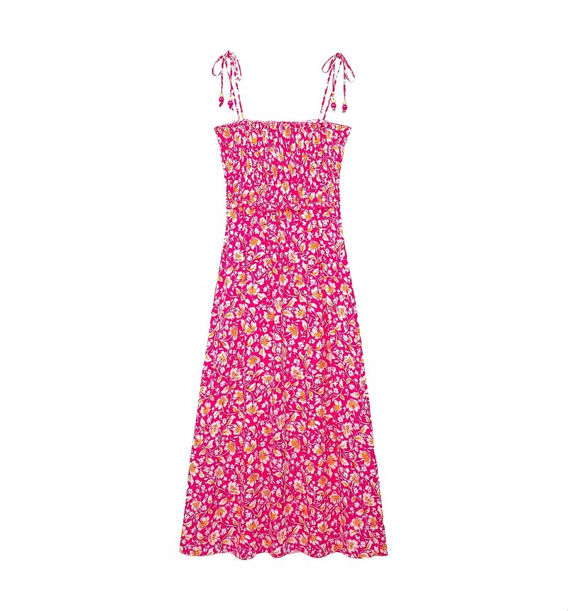 Simple Printed Mid Length Summer Dress Women