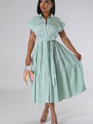Women’s Casual Short Sleeve Shirt Dress Summer