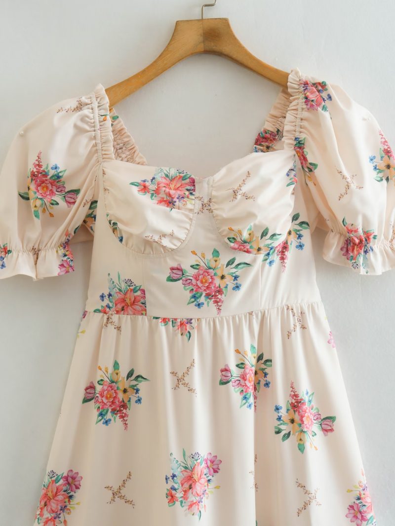 Summer Printed Back Lace-Up Holiday Dress - Image 3