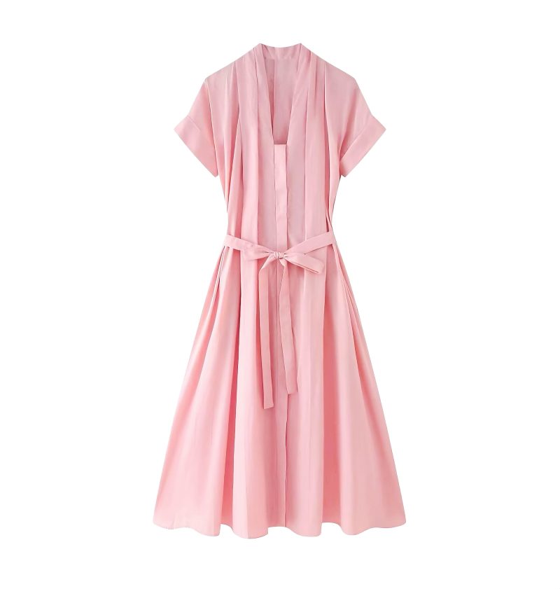 Women’s Summer Urban Style Belted Shirt Dress