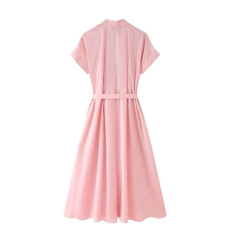 Women’s Summer Urban Style Belted Shirt Dress - Image 2