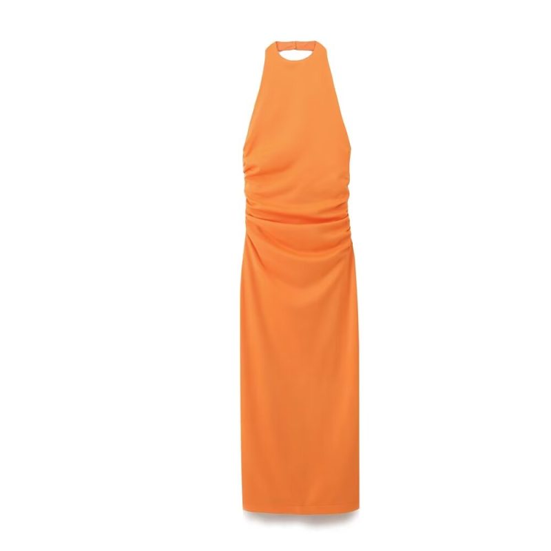 Slim Fit Backless Midi Dress for Summer
