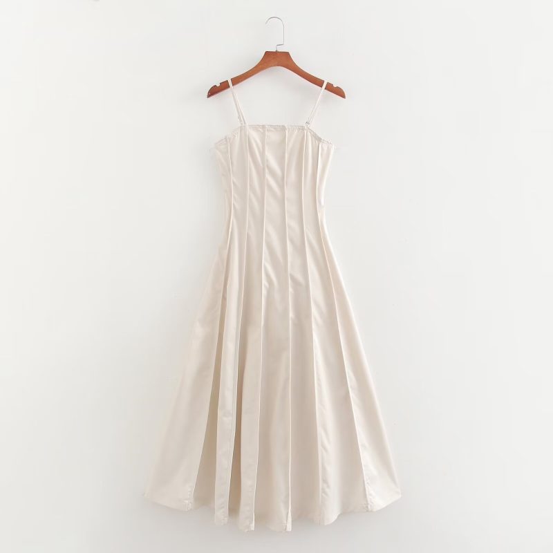 Elegant Off-Shoulder Pleated Swing Dress Women