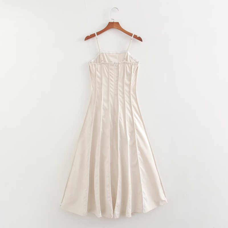 Elegant Off-Shoulder Pleated Swing Dress Women - Image 2