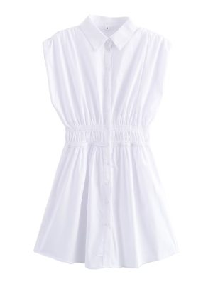 Women’s Summer Elegant Elastic Waist Shirt Dress