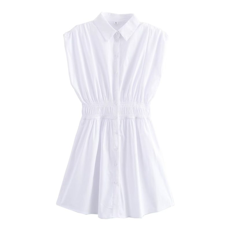 Women’s Summer Elegant Elastic Waist Shirt Dress