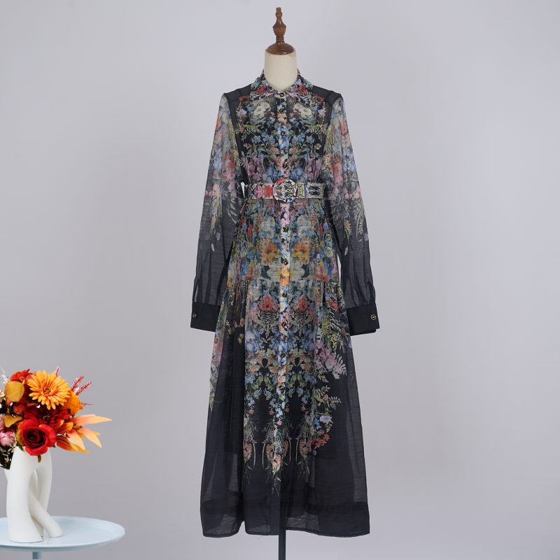 Early Autumn Long Sleeve Lapel Belt Dress - Image 2