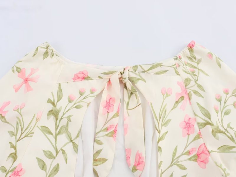 Lightweight Printed Chiffon Dress with Long Sleeves - Image 4