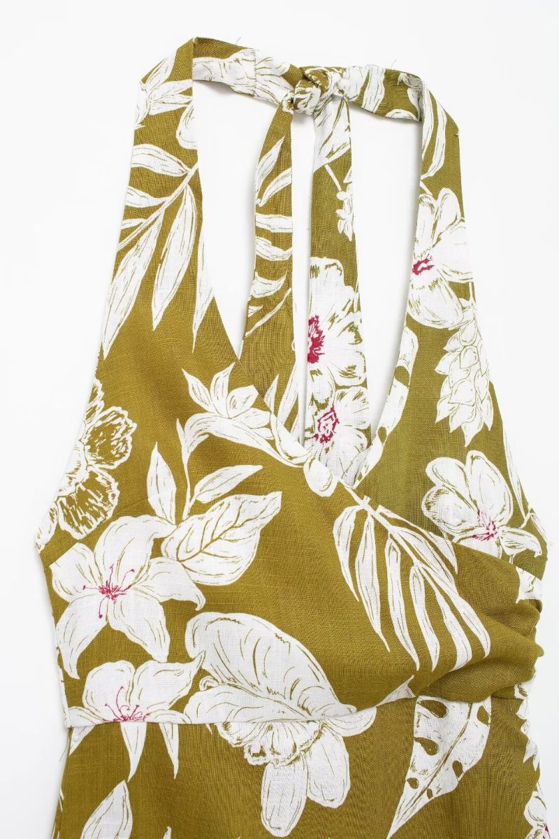 Floral Print Linen Blend Casual Summer Dress - Image 4