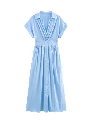 Summer Midi Shirt Dress with Belted Waist