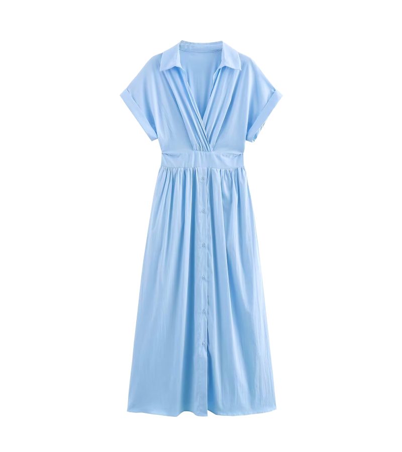 Summer Midi Shirt Dress with Belted Waist