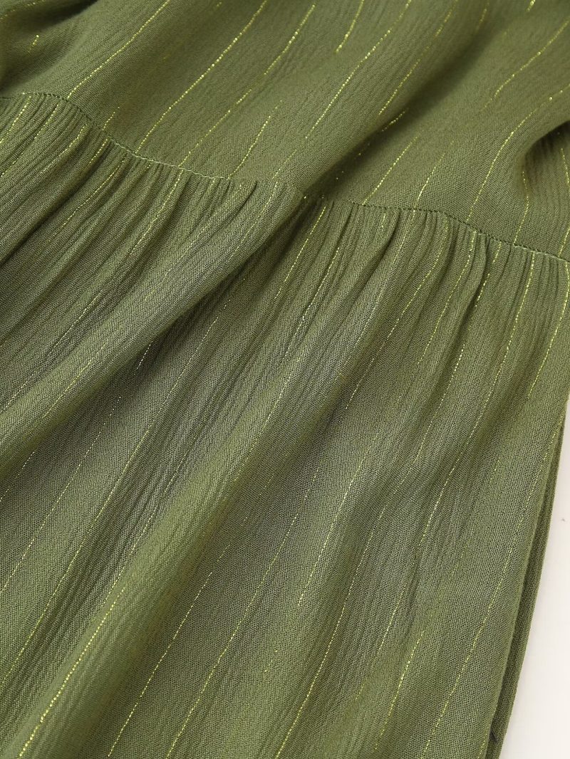 Elegant Metallic Striped Midi Maxi Dress Women - Image 4