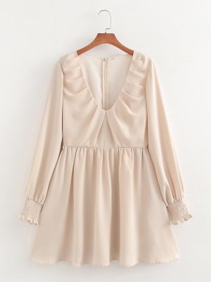 Sweet Cinched Pleated Lantern Summer Dress