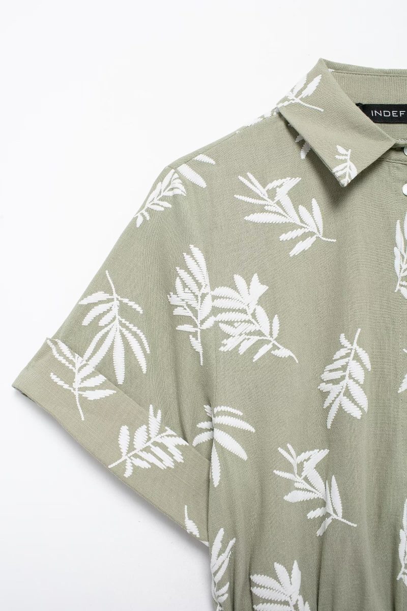 Embroidered Button Down Casual Shirt Dress Women - Image 2