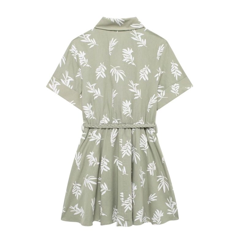 Embroidered Button Down Casual Shirt Dress Women - Image 4