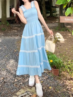 French Sweet Spaghetti Strap Slimming Summer Dress