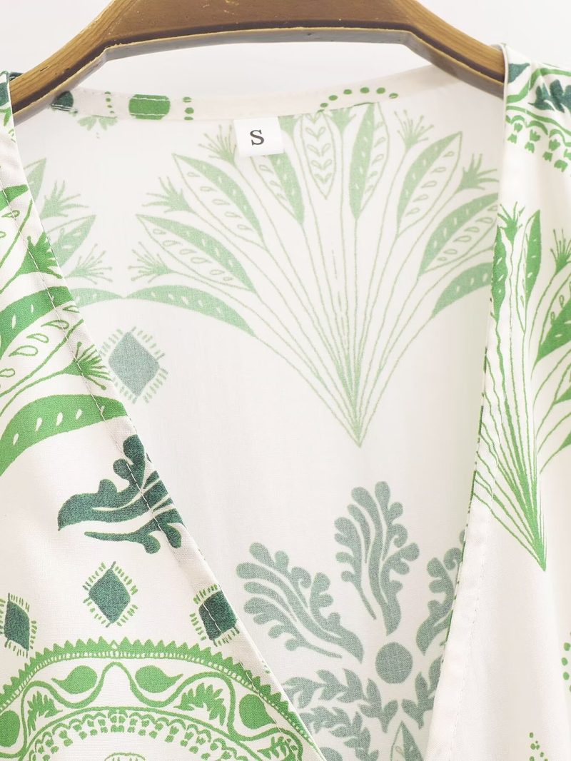 Women’s V Neck Printed Maxi Dress – Summer - Image 3