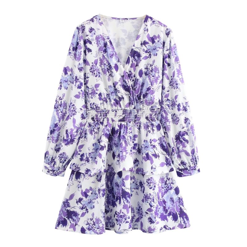 Printed Tie Waist Short Summer Dress Women