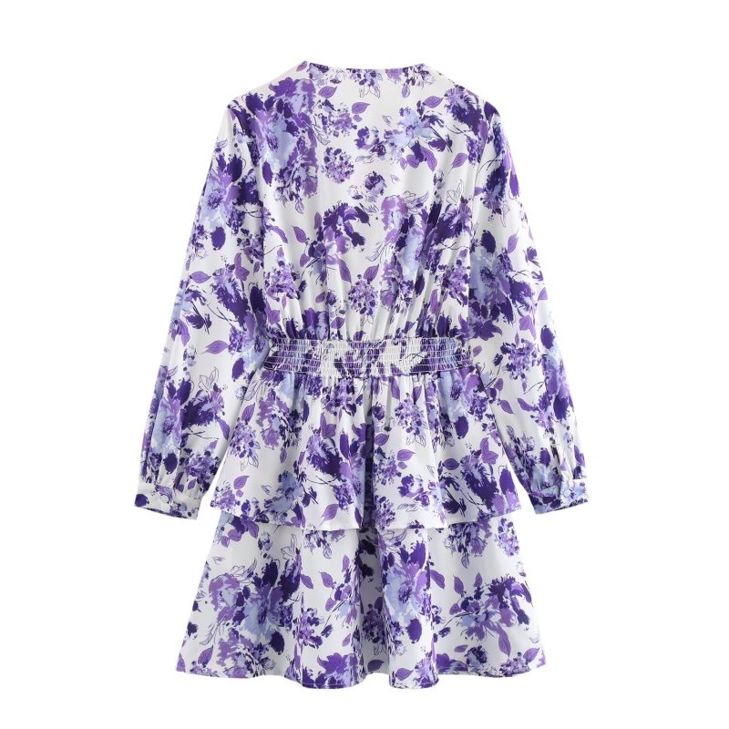 Printed Tie Waist Short Summer Dress Women - Image 2