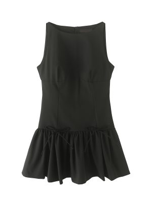 Autumn Slim Fit Bowknot Waist Mini Dress