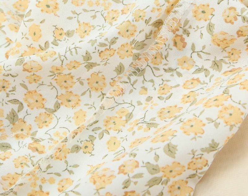 Sweet Printed Square Neck Autumn Short Dress - Image 3