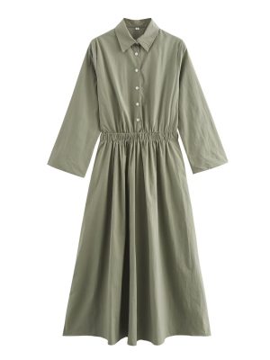 Autumn Maxi Dress with Minimalist Design Women