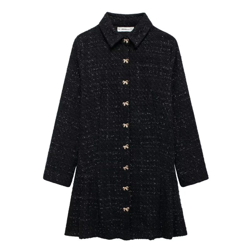 Collared Stereo Mini Dress for Fall Women