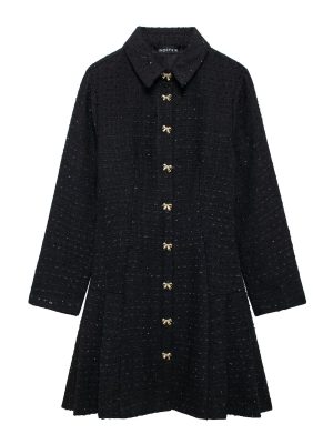 Black Long Sleeve 3D Mini Autumn Dress