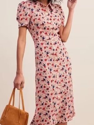 Elegant Winter Short Sleeve Printed Dress Women