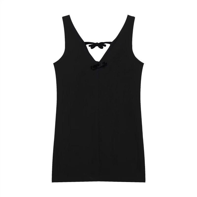 Winter Velvet V-Neck Bowknot Straight Dress - Image 4