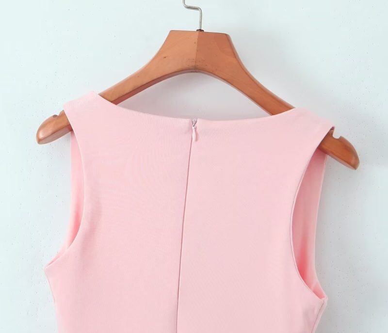 Square Neck Patchwork Puffy Slim Fit Dress - Image 4