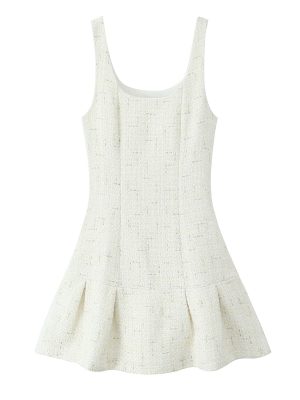 French Woolen Pleated Suspender Dress for Women