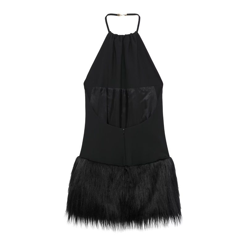 French Inspired Faux Fur Trim Midi Dress - Image 4