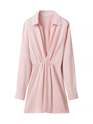 Two-Tone V-Neck Long Sleeve Spring Dress