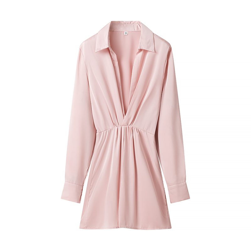 Two-Tone V-Neck Long Sleeve Spring Dress