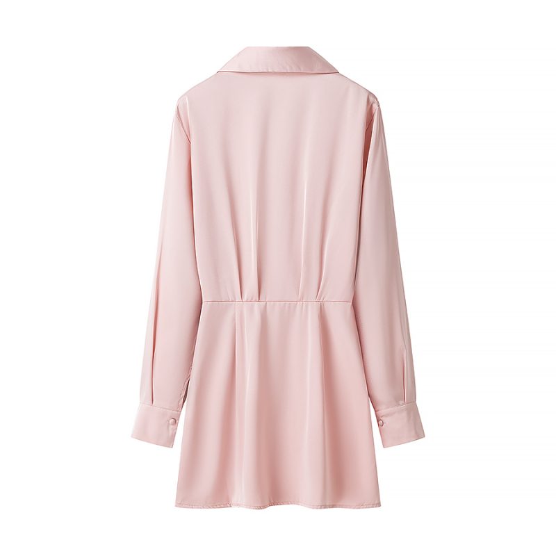 Two-Tone V-Neck Long Sleeve Spring Dress - Image 2