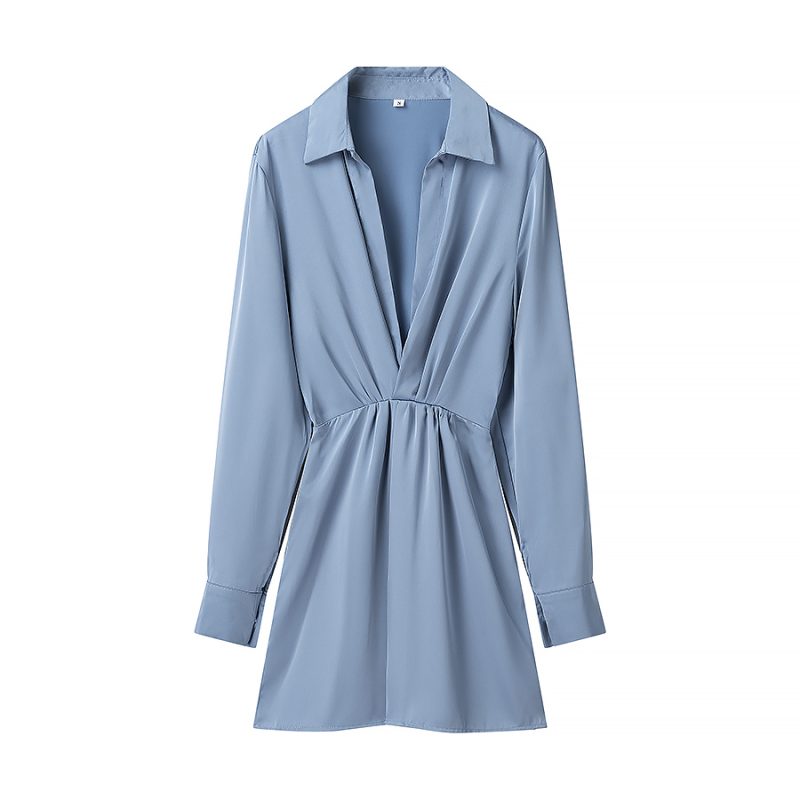 Two-Tone V-Neck Long Sleeve Spring Dress - Image 3