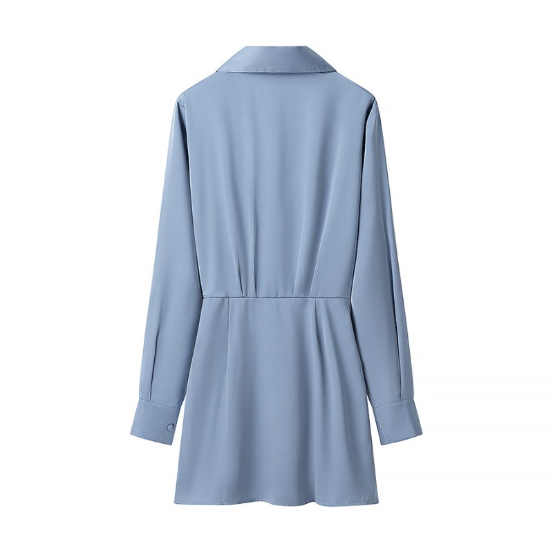 Two-Tone V-Neck Long Sleeve Spring Dress - Image 4