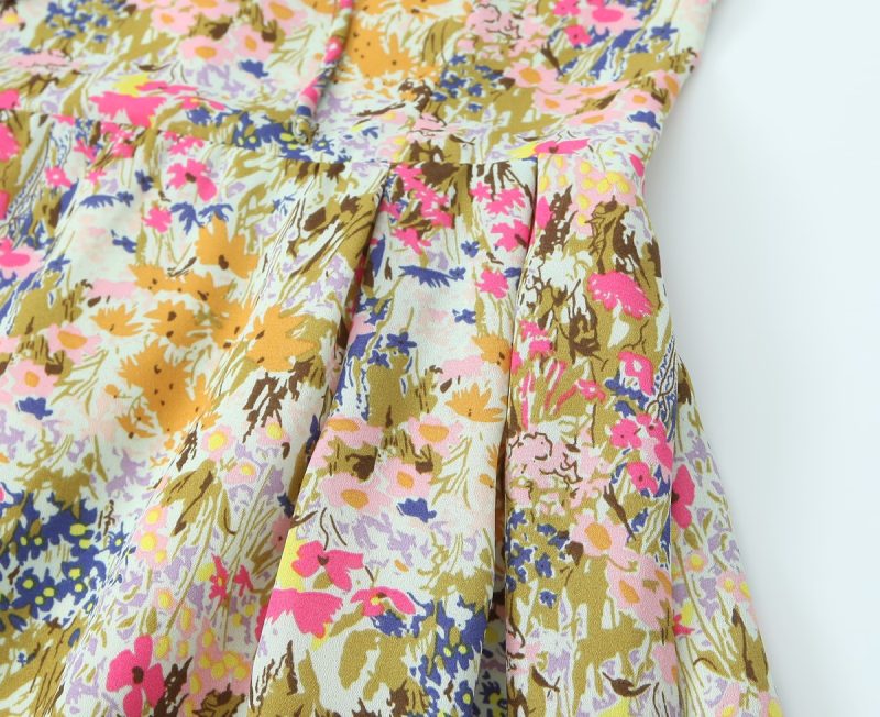 Summer Floral Print Sling Pleated Dress Women - Image 3