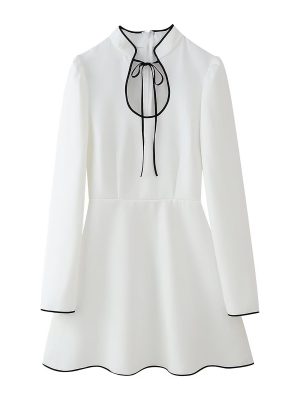 Sexy White Long Sleeve Short Women’s Dress