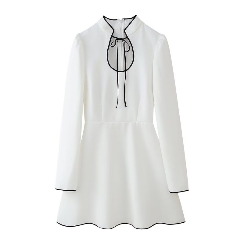 Sexy White Long Sleeve Short Women’s Dress
