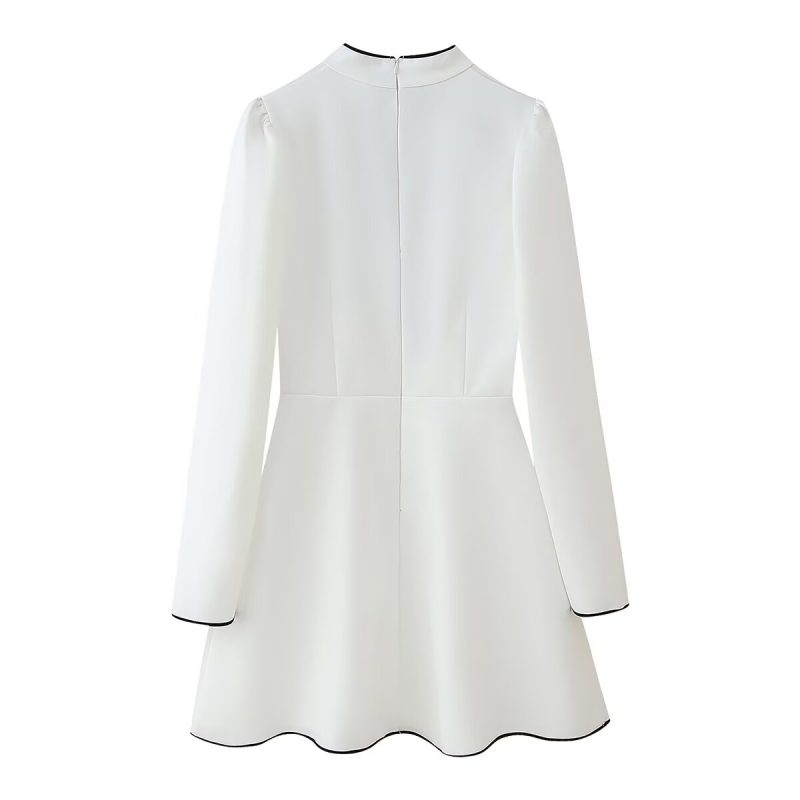 Sexy White Long Sleeve Short Women’s Dress - Image 2