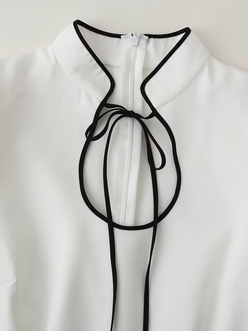 Sexy White Long Sleeve Short Women’s Dress - Image 3