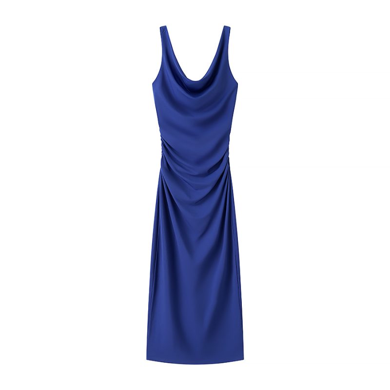 Elegant Pleated Sleeveless Midi Dress for Women