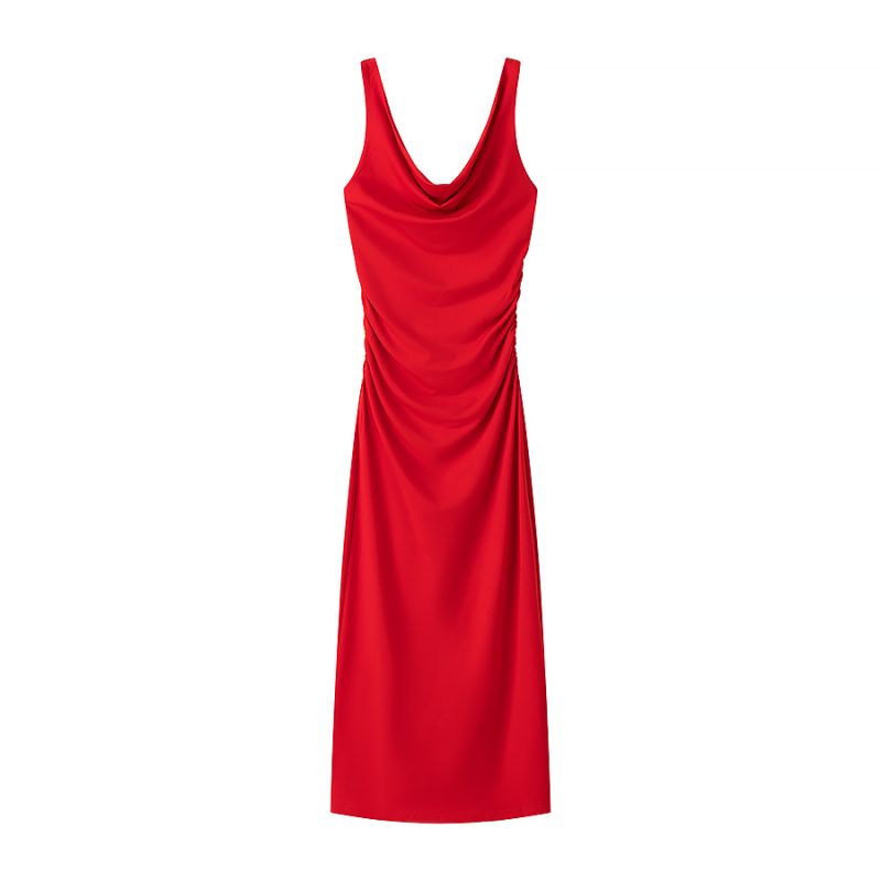Elegant Pleated Sleeveless Midi Dress for Women - Image 3