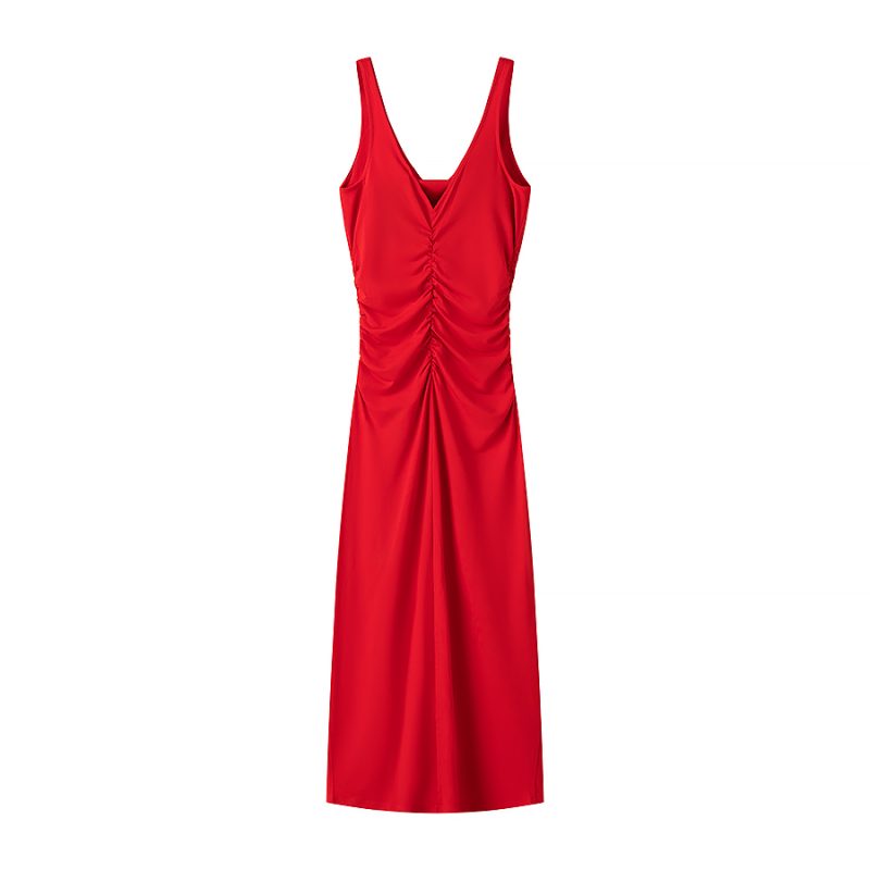 Elegant Pleated Sleeveless Midi Dress for Women - Image 4