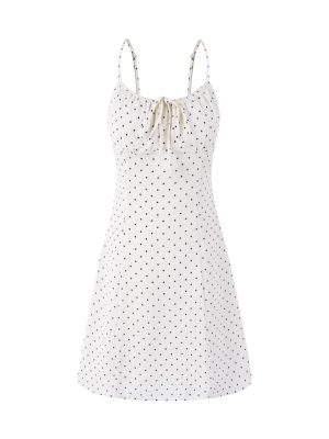 White Polka Dot Slimming Spring Sling Dress
