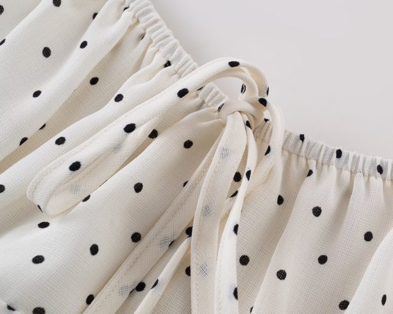 White Polka Dot Slimming Spring Sling Dress - Image 3