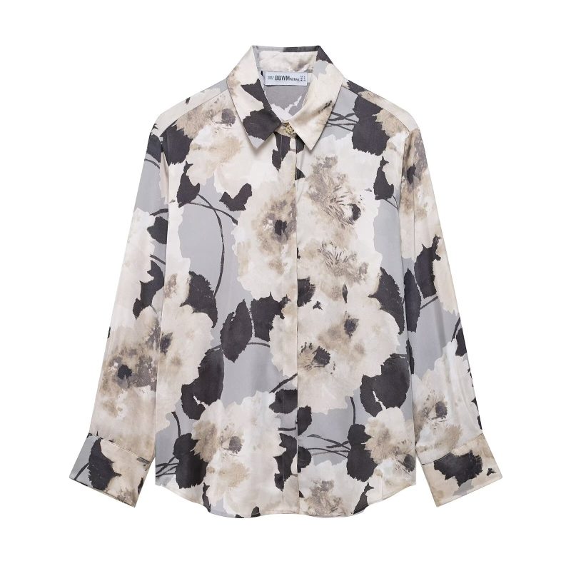 Silk Satin Printed Shirt and Midi Set - Image 2